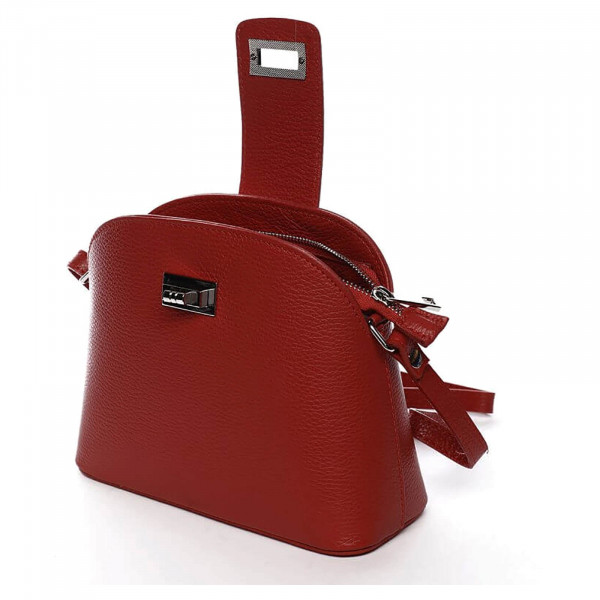 Dámska crossbody kožená kabelka Delami Lisse - tmavě červená