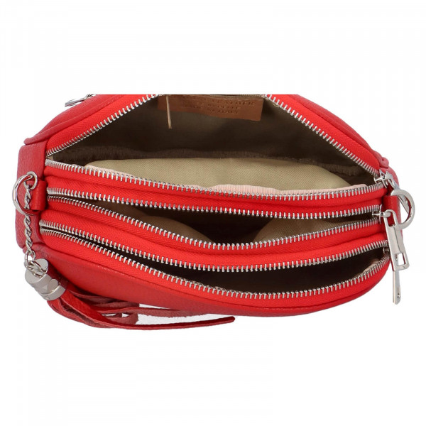 Dámska crossbody kožená kabelka Delami Beate - červená