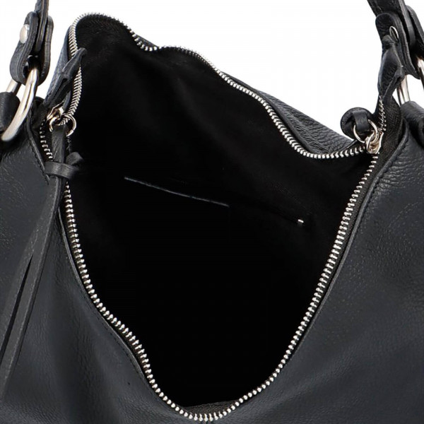 Dámska kožená kabelka Delami Babeta - čierna