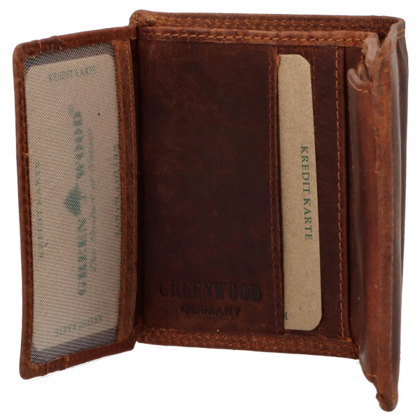 Menšia pánska kožená peňaženka Greenwood Peter - hnedá