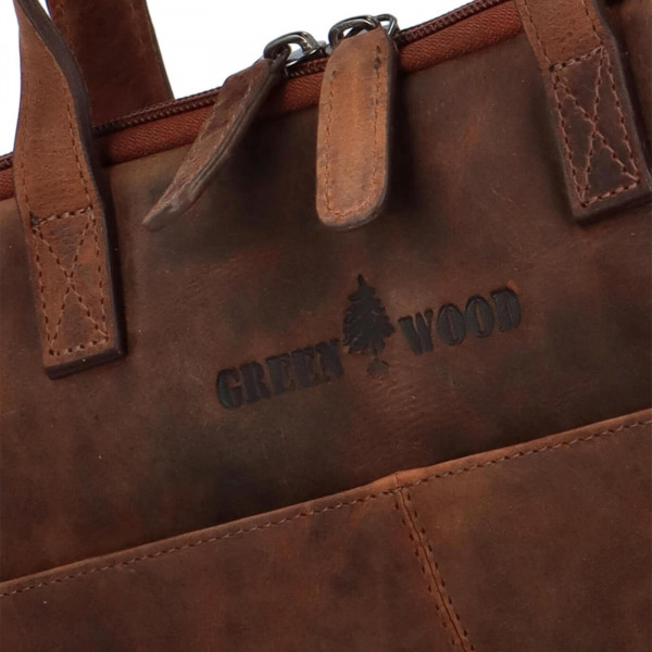 Pánska kožená taška na notebook Greenwood Levone - hnědá
