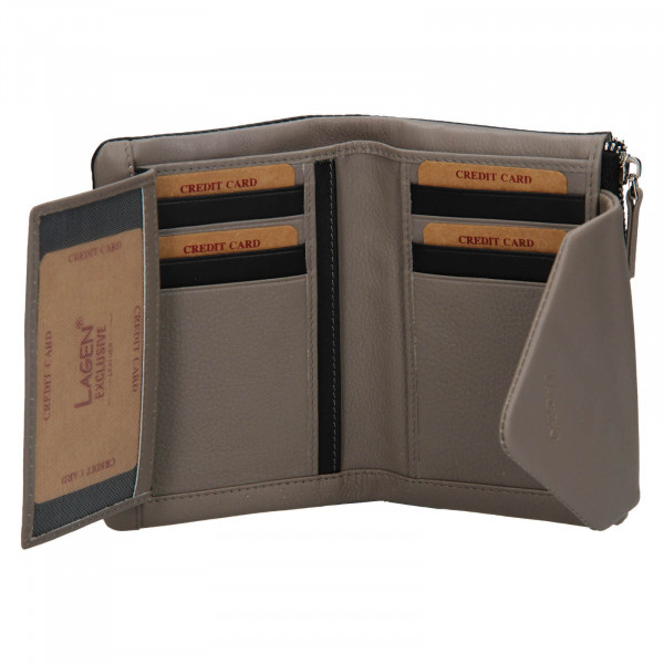 Dámska kožená peňaženka Lagen Alfie - čierno-šedá