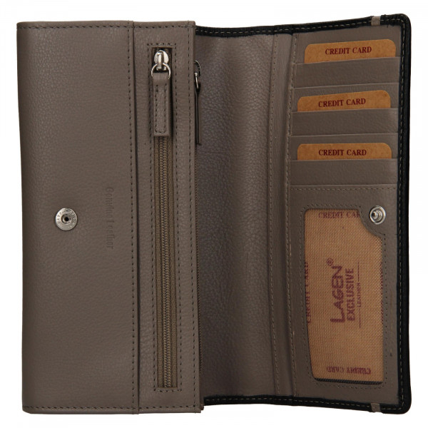 Dámska kožená peňaženka Lagen Perry - šedo-čierna