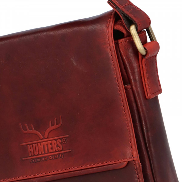 Pánska kožená taška cez rameno Hunters Vincent - vínová