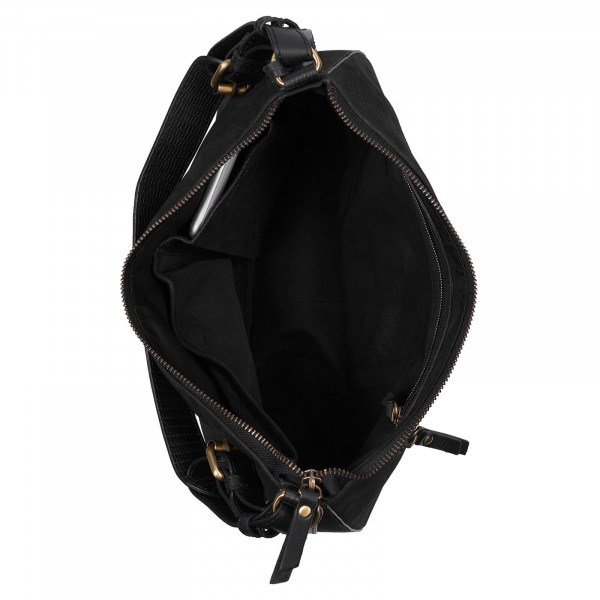 Dámska kožená kabelka cez rameno Burkely Tonna - čierna