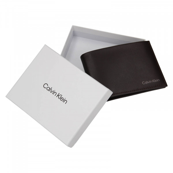 Pánska kožená peňaženka Calvin Klein Mims - tmavo hnedá