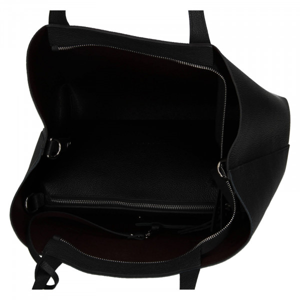 Dámska kožená obojstranná 3v1 kabelka Facebag Polly - čierna