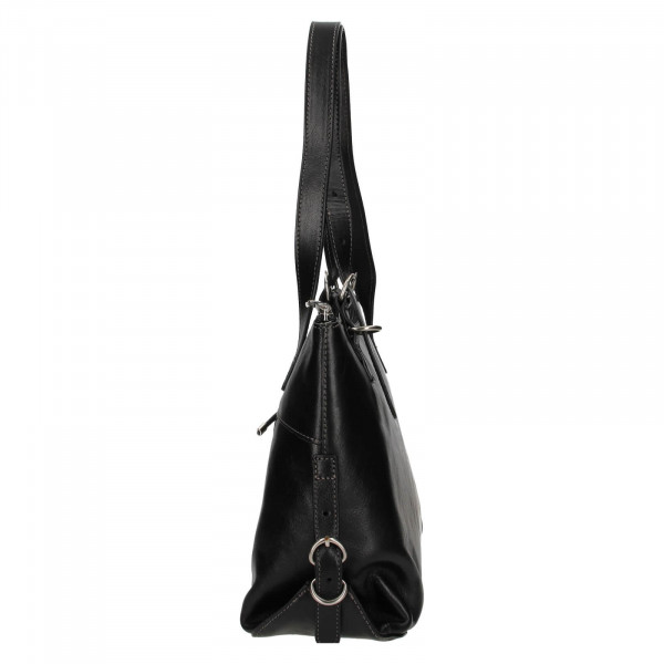 Elegantná dámska kožená kabelka Katana Ligena - čierna