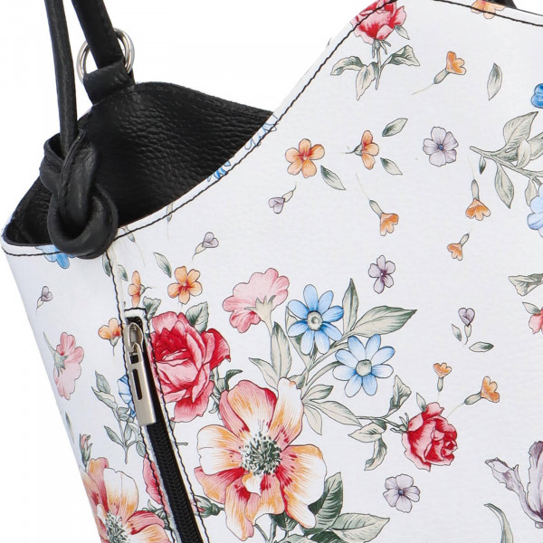 Dámska kožená batôžko-kabelka Vera Pelle Delia - kvetovaná