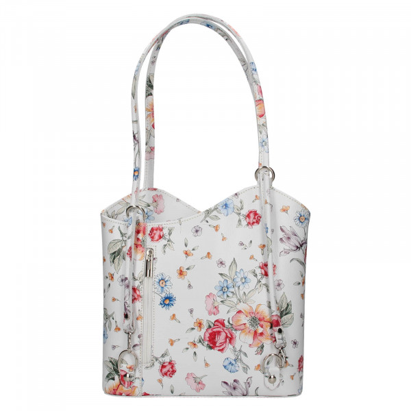 Dámska kožená batôžko-kabelka Vera Pelle Delias - kvetovaná