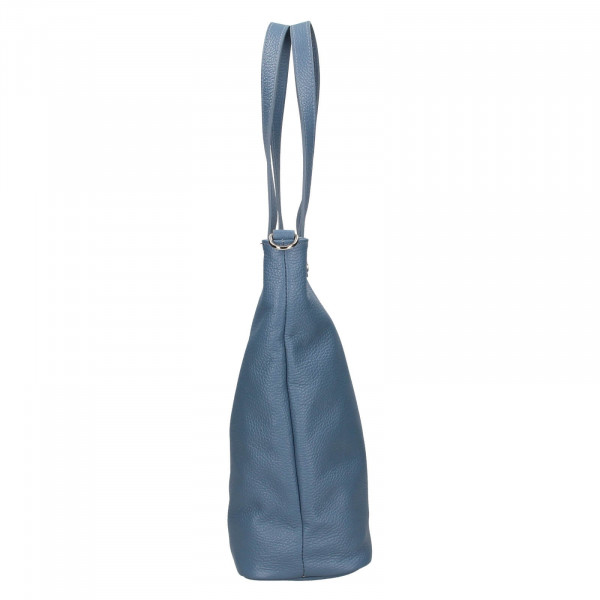 Dámska kožená kabelka Italia Elena - modrá