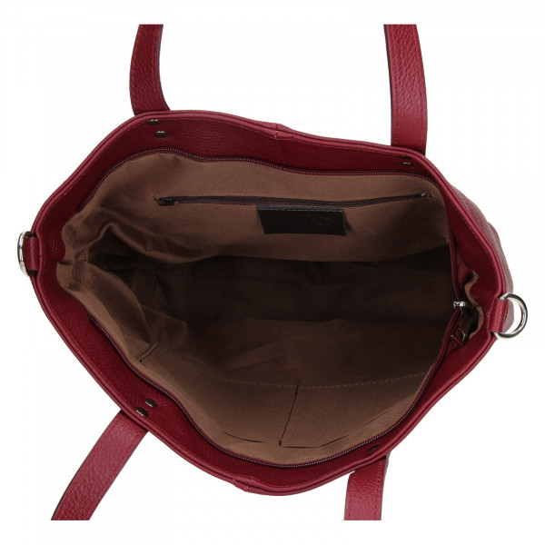 Dámska kožená kabelka Italia Elena - tmavo červená