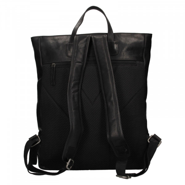 Veľký kožený trendy batoh Mustang Linc - čierna