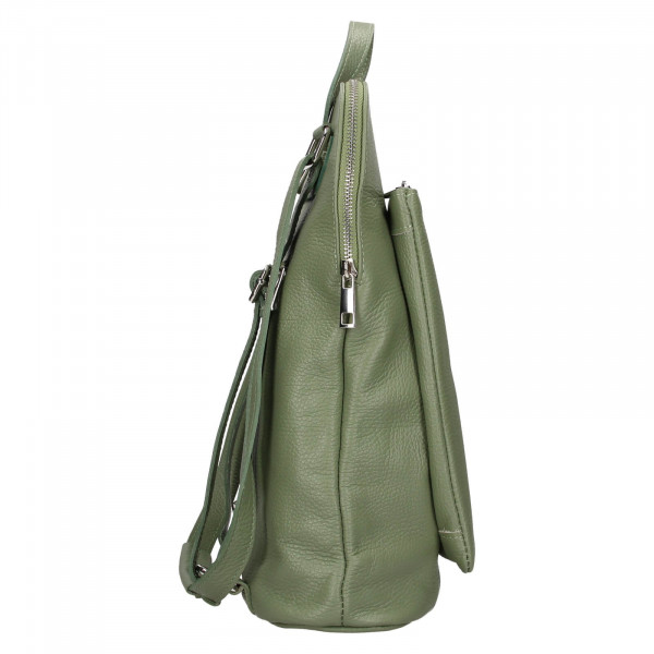 Dámska kožená batôžko-kabelka Italia Ella - zelená
