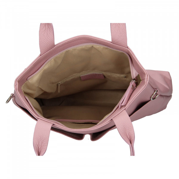 Dámska kožená kabelka Italia Ghita - ružová