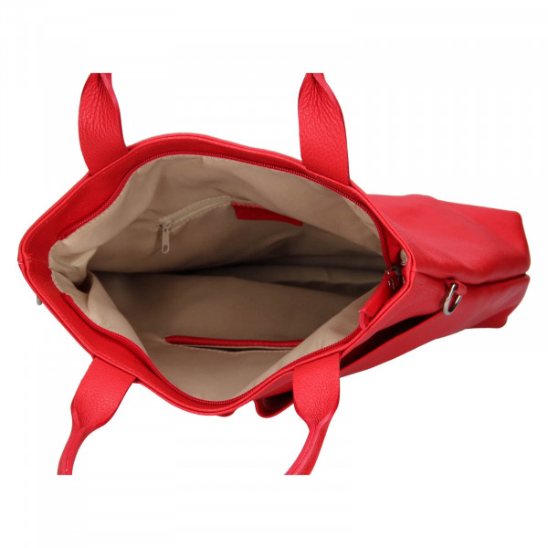 Dámska kožená kabelka Italia Ghita - červená