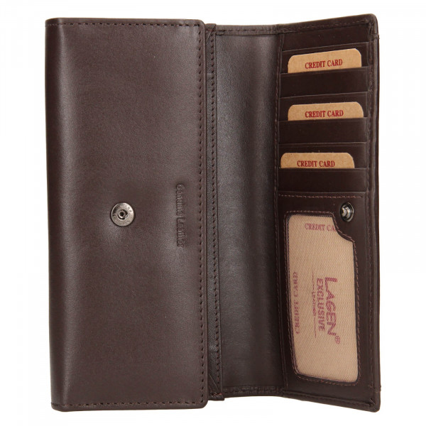Dámska kožená peňaženka Lagen Carlas - tmavo hnedá