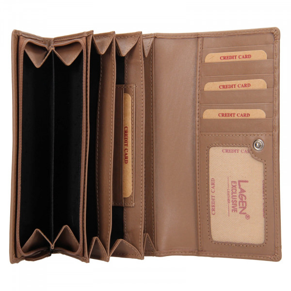 Dámska kožená peňaženka Lagen Carlas - svetlo hnedá