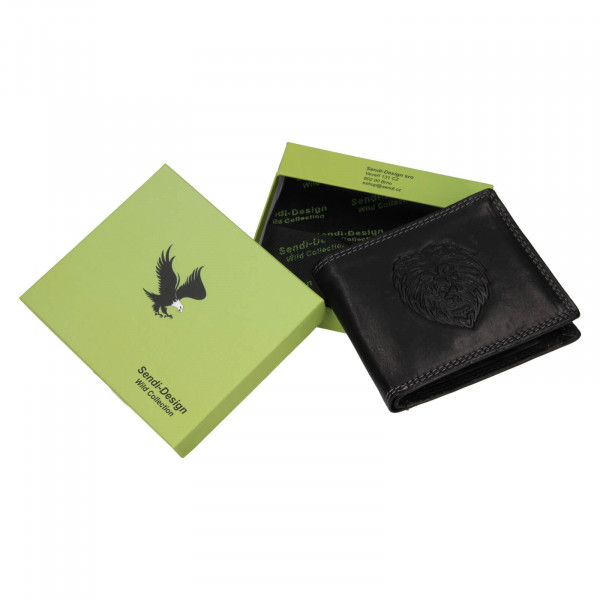 Pánska kožená peňaženka SendiDesign Lion - čierna