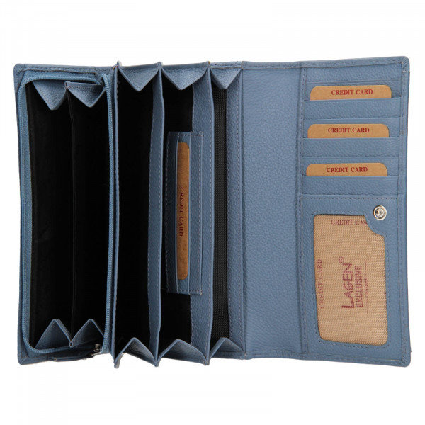 Dámska kožená peňaženka Lagen Carlas - svetlo modrá