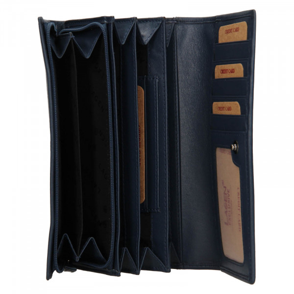 Dámska kožená peňaženka Lagen Carlass - tmavo modrá