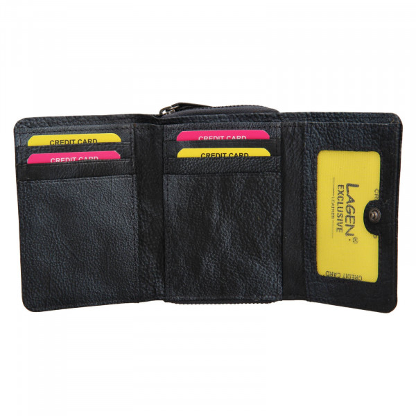 Dámska kožená peňaženka Lagen Viola - čierno-modrá