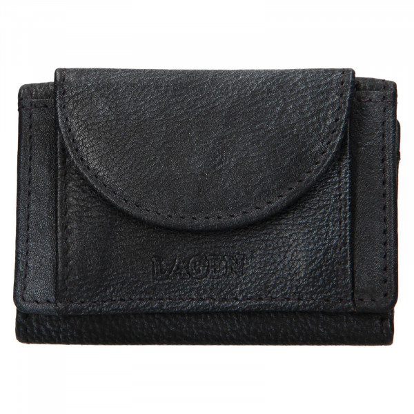 Dámska kožená slim peňaženka Lagen Mellby - čierno-modrá