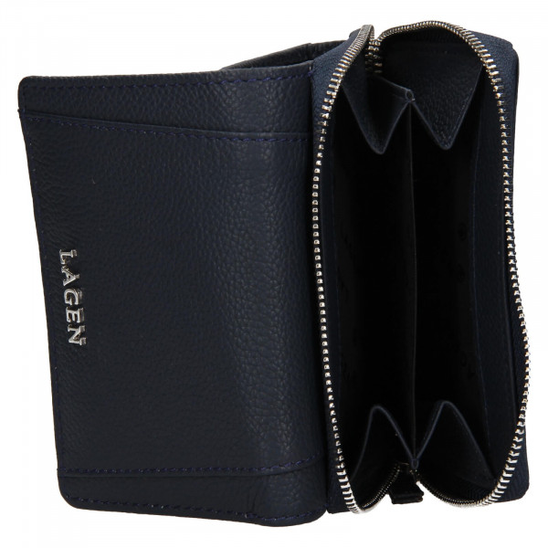 Dámska kožená peňaženka Lagen Viola - tmavo modrá