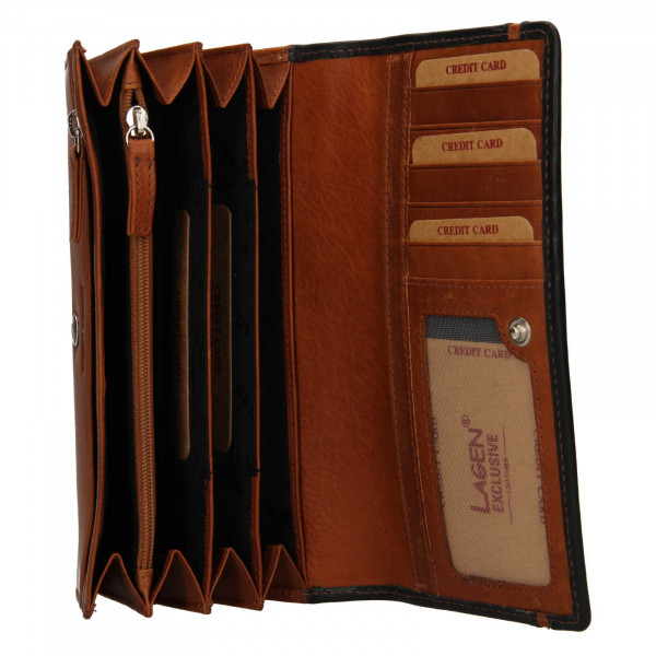Dámska kožená peňaženka Lagen Perry - čierno-hnedá