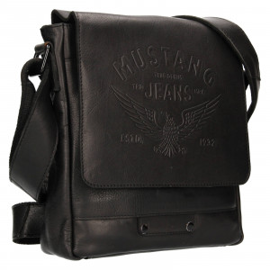 Pánska kožená taška cez rameno Mustang Laden - čierna