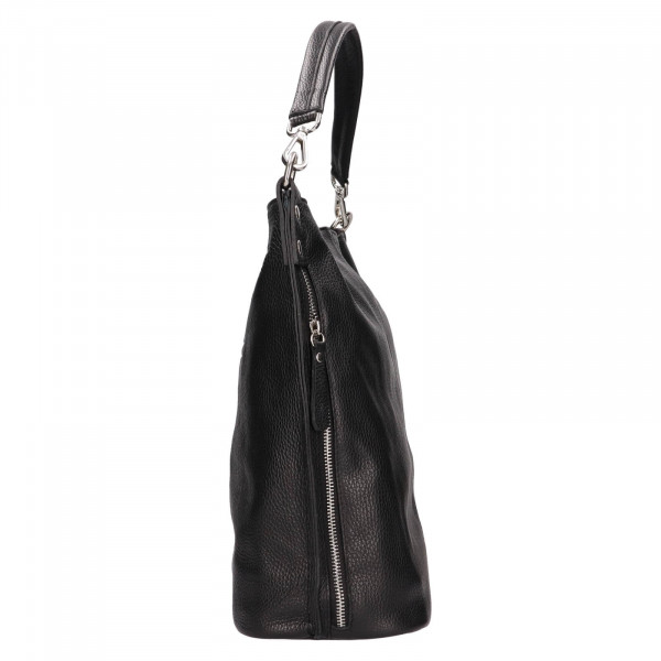 Dámska kožená kabelka Italia Ramma - čierna