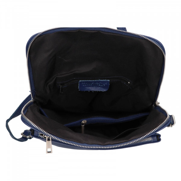 Dámska kožená batôžko-kabelka Italia Ella - modrá