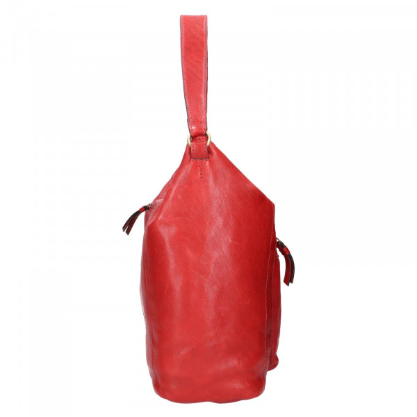 Dámska kožená kabelka Gianní Conti Karla - tmavo červená