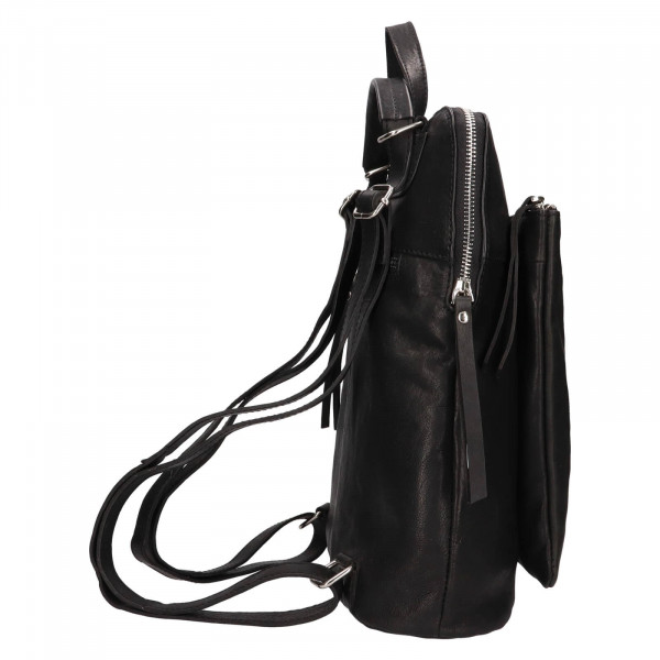 Dámska kožená batôžko-kabelka Lagen Jassika - čierna