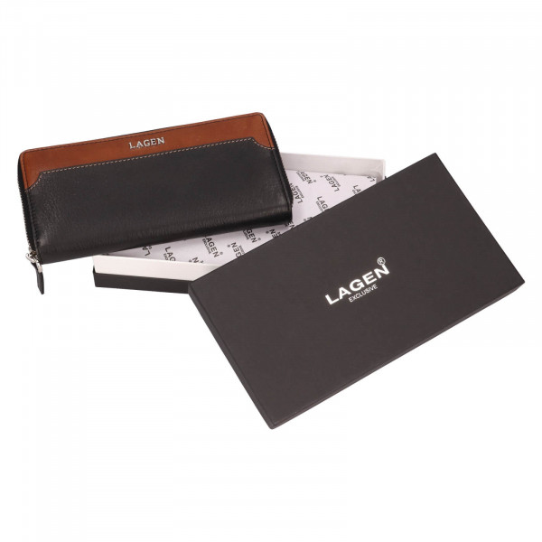 Dámska kožená peňaženka Lagen Marthes - čierno-hnědá