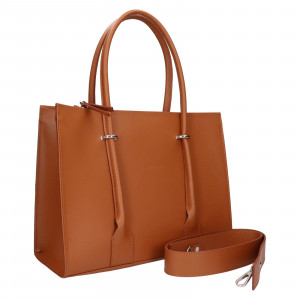 Luxusná dámska kožená kabelka Facebag Aristea - hnedá