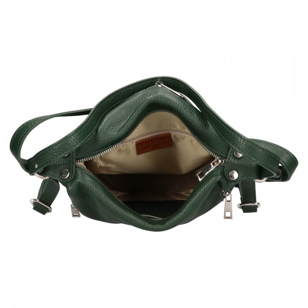 Dámska kožená batôžko kabelka Italia Maura - tmavo zelená