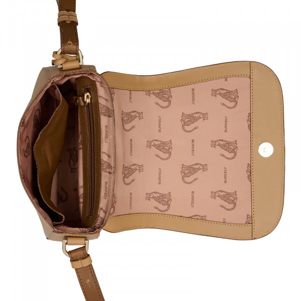 Dámska crossbody kožená kabelka Burkely Belouwe - svetlo hnedá