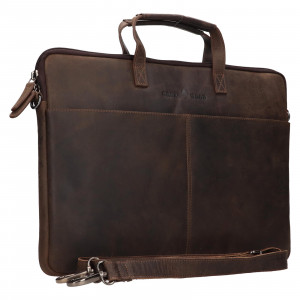 Pánska kožená taška na notebook Greenwood Levon - tmavo hnedá