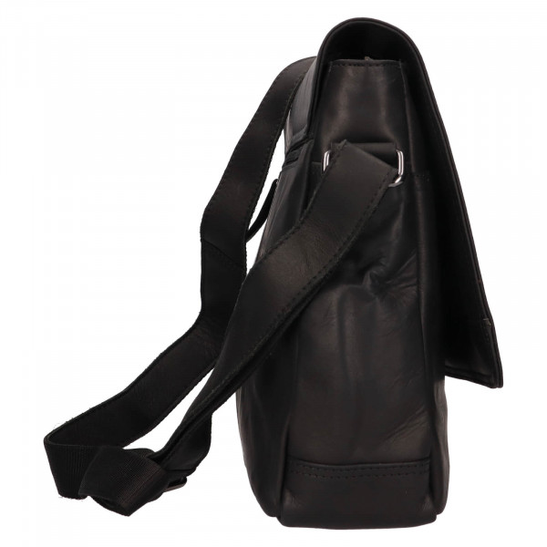 Pánska kožená taška cez rameno Greenwood Agust - čierna