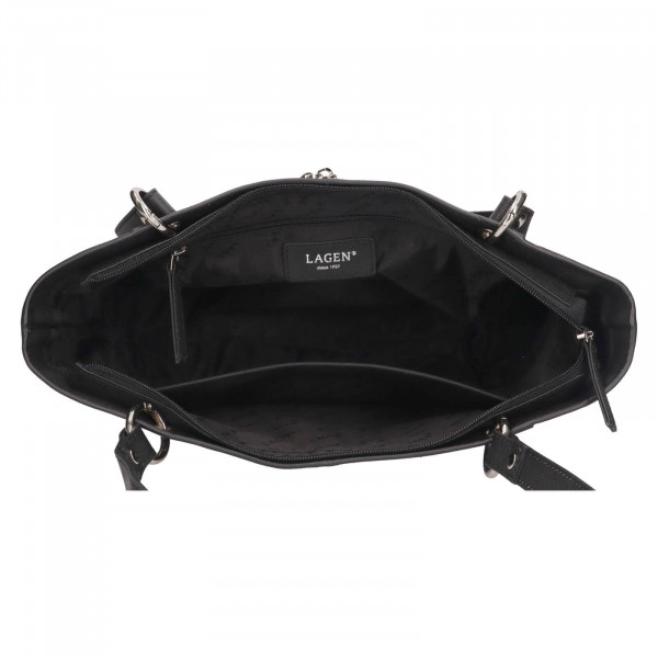 Dámska kožený kabelka Lagen Lidda - čierna