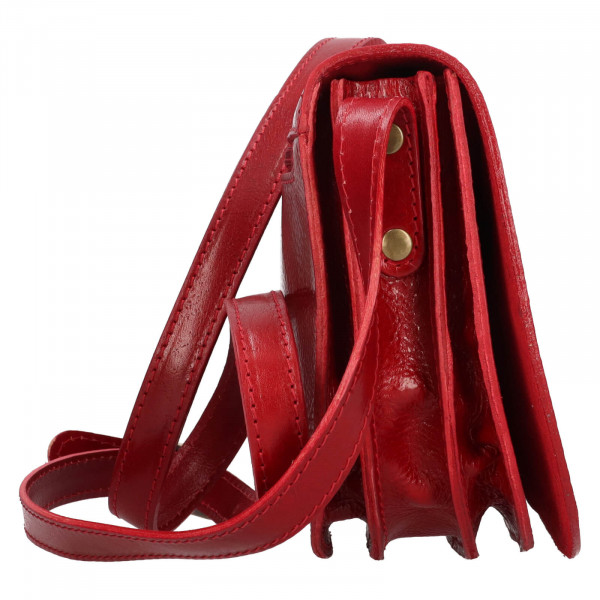Dámska kožená crossbody kabelka Italia Yvone - červená