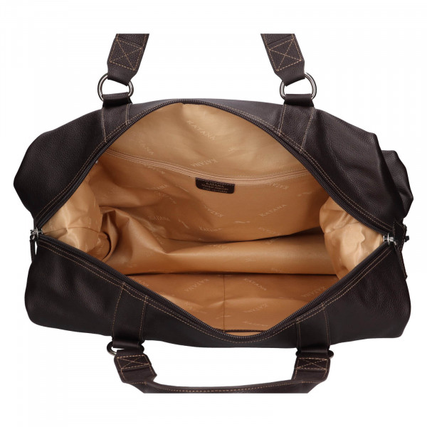 Cestovná kožená taška Katana Trev - tmavo hnedá
