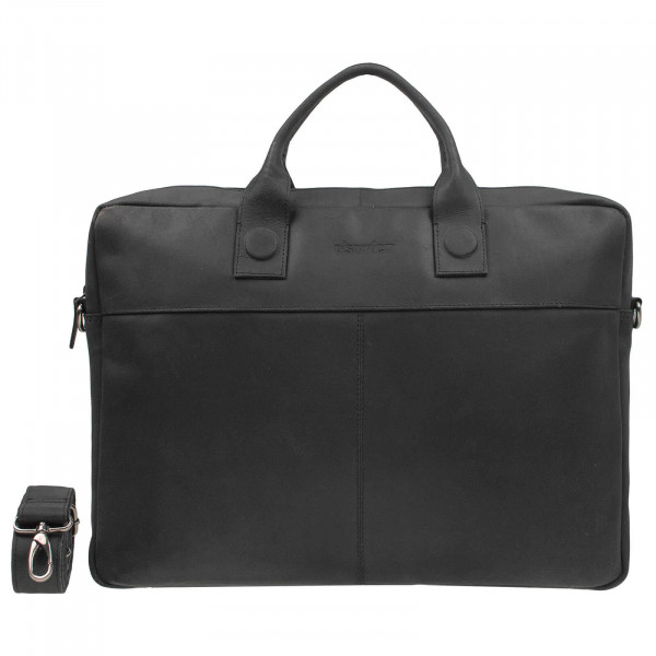 Pánska kožená taška na notebook DSTRCT Guste - čierna