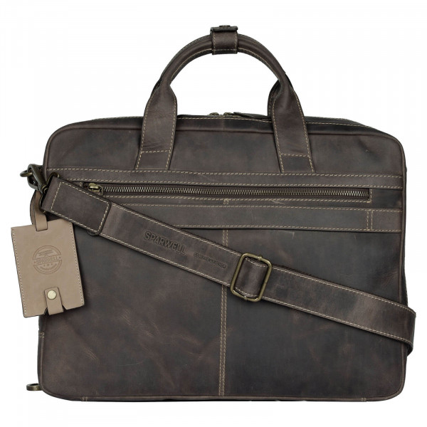 Pánská kožená taška na notebook Sparwell Dusen - tmavo hnedá