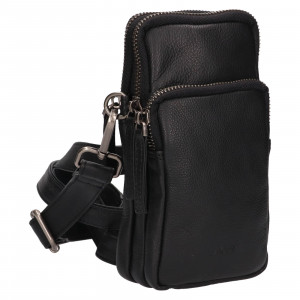 Malá kožená taška cez rameno Lagen Leone - čierna