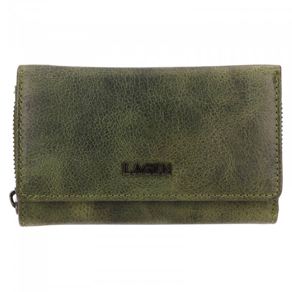Malá dámska kožená peňaženka Lagen Erett - zelená