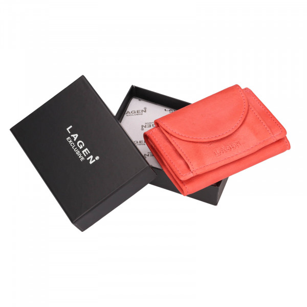 Dámska kožená slim peňaženka Lagen Mellba - oranžovo-červená
