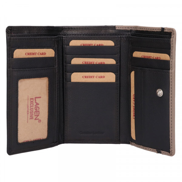 Dámska kožená peňaženka Lagen Madrea - béžovo-čierna