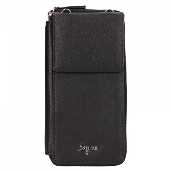 Dámska kožená peňaženko-kabelka na mobil Lagen Alexa - čierna
